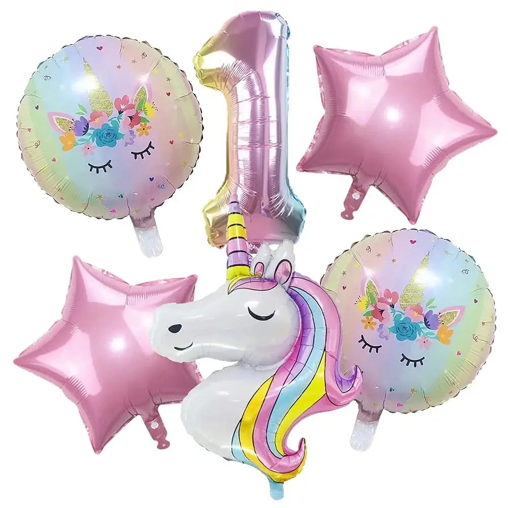 1set  Rainbow Unicorn Balloons Arch Garland Kit Pastel Pink Purple Confetti Balloons For Baby Shower Birthday Party Decorations