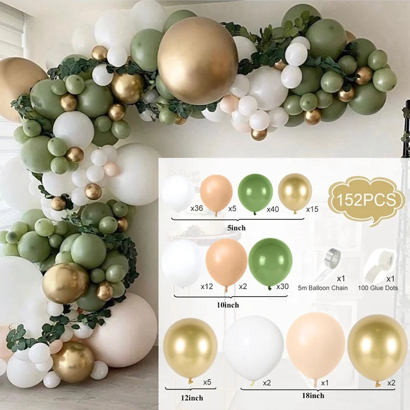 Green Balloon Garland Arch Kit Wedding Balloon Decorations Birthday Party Decor Kids Jungle Safari Party Balloon Baby Sho