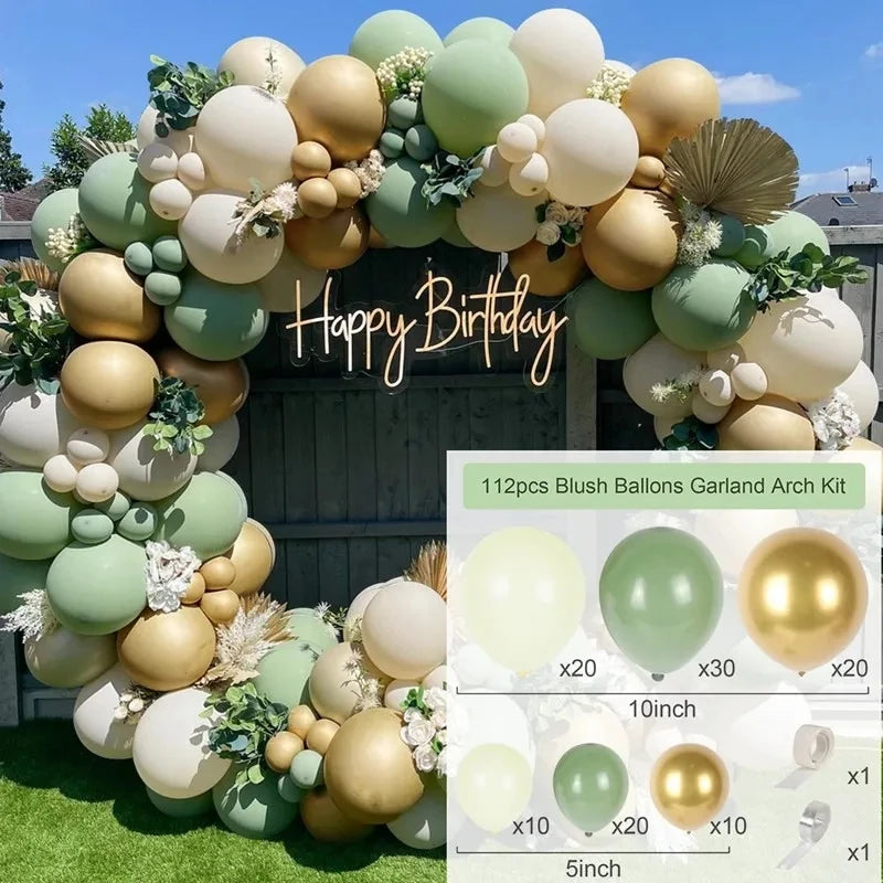 Green Balloon Garland Arch Kit Wedding Balloon Decorations Birthday Party Decor Kids Jungle Safari Party Balloon Baby Sho