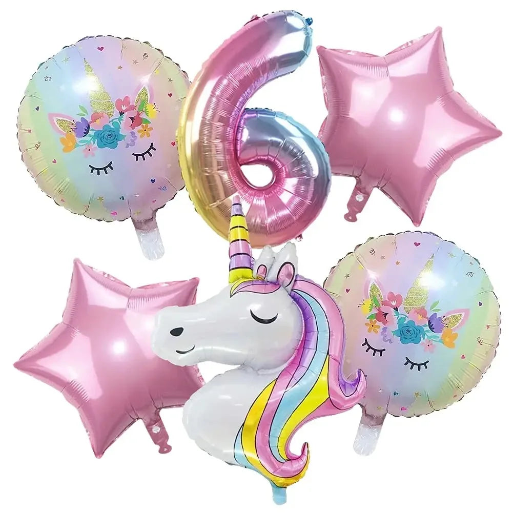 1set  Rainbow Unicorn Balloons Arch Garland Kit Pastel Pink Purple Confetti Balloons For Baby Shower Birthday Party Decorations