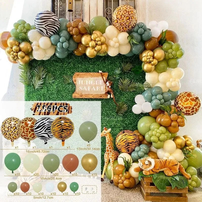 Green Balloon Garland Arch Kit Wedding Balloon Decorations Birthday Party Decor Kids Jungle Safari Party Balloon Baby Sho