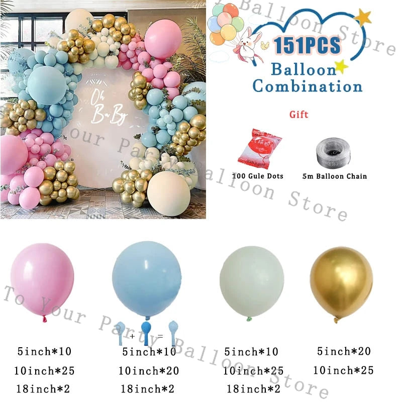 Gender Reveal Party Decorations Balloons Garland Arch Kit Maca Pink Blue Ballon Boy Or Girl Baby Shower Happy 1st Birthday Decor