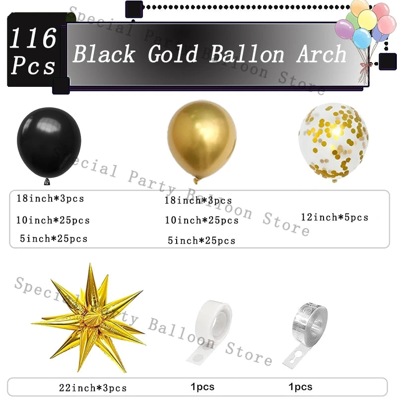 Decorations Birthday Balloons Garland Arch Kit Green Purple Black Chrome Gold Ballon Wedding Baby Shower Decor Birthday Supplies