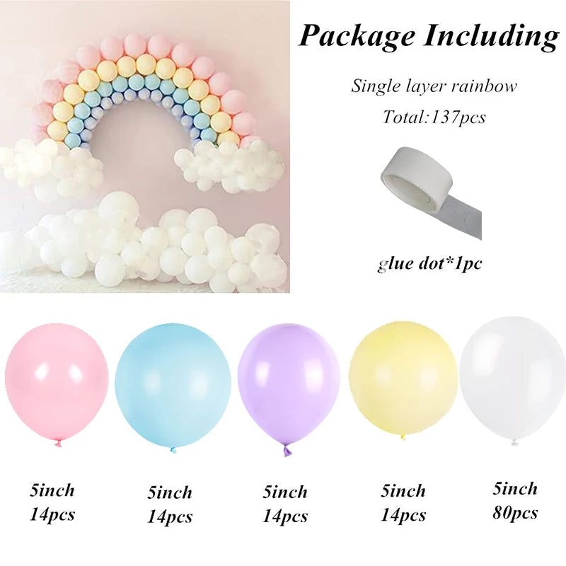 137pcs Bohemian Rainbow Balloon Garland Arch Kit Macaron Pastel Balloon Wedding Birthday Party Decorations Kids Girl Baby Shower