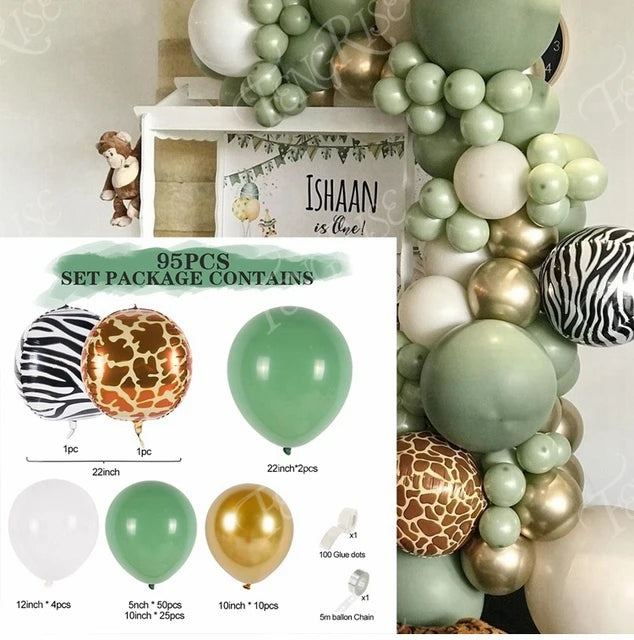 Green Balloon Garland Arch Kit Wedding Balloon Decorations Birthday Party Decor Kids Jungle Safari Party Balloon Baby Sho