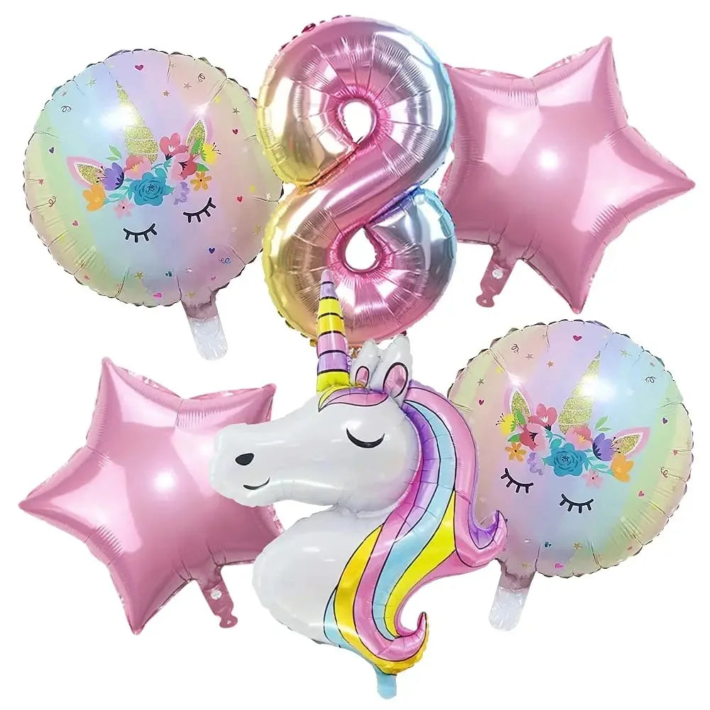 1set  Rainbow Unicorn Balloons Arch Garland Kit Pastel Pink Purple Confetti Balloons For Baby Shower Birthday Party Decorations