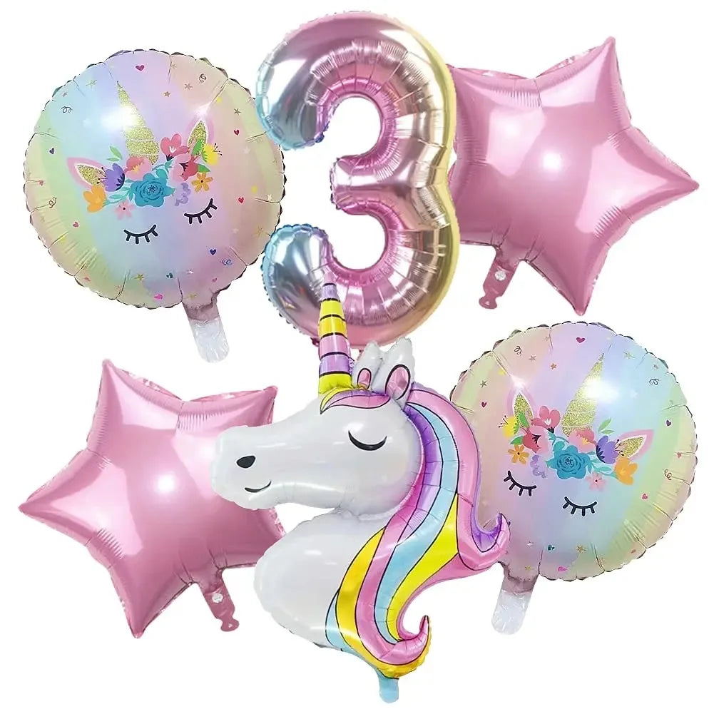 1set  Rainbow Unicorn Balloons Arch Garland Kit Pastel Pink Purple Confetti Balloons For Baby Shower Birthday Party Decorations