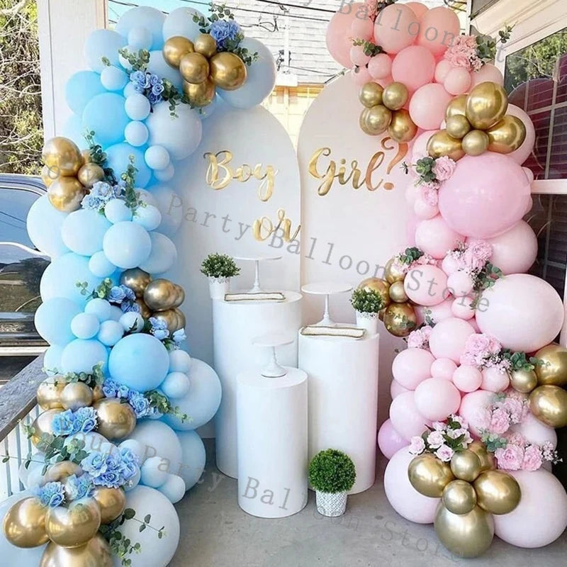 Gender Reveal Party Decorations Balloons Garland Arch Kit Maca Pink Blue Ballon Boy Or Girl Baby Shower Happy 1st Birthday Decor