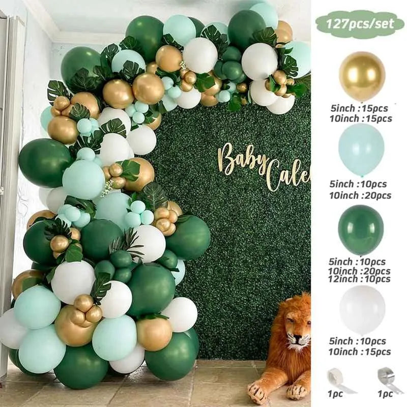 Green Balloon Garland Arch Kit Wedding Balloon Decorations Birthday Party Decor Kids Jungle Safari Party Balloon Baby Sho