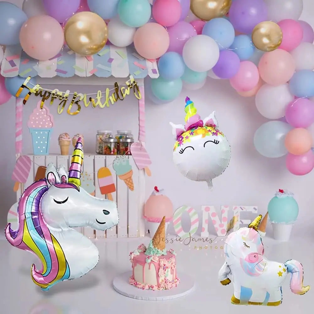 1set  Rainbow Unicorn Balloons Arch Garland Kit Pastel Pink Purple Confetti Balloons For Baby Shower Birthday Party Decorations