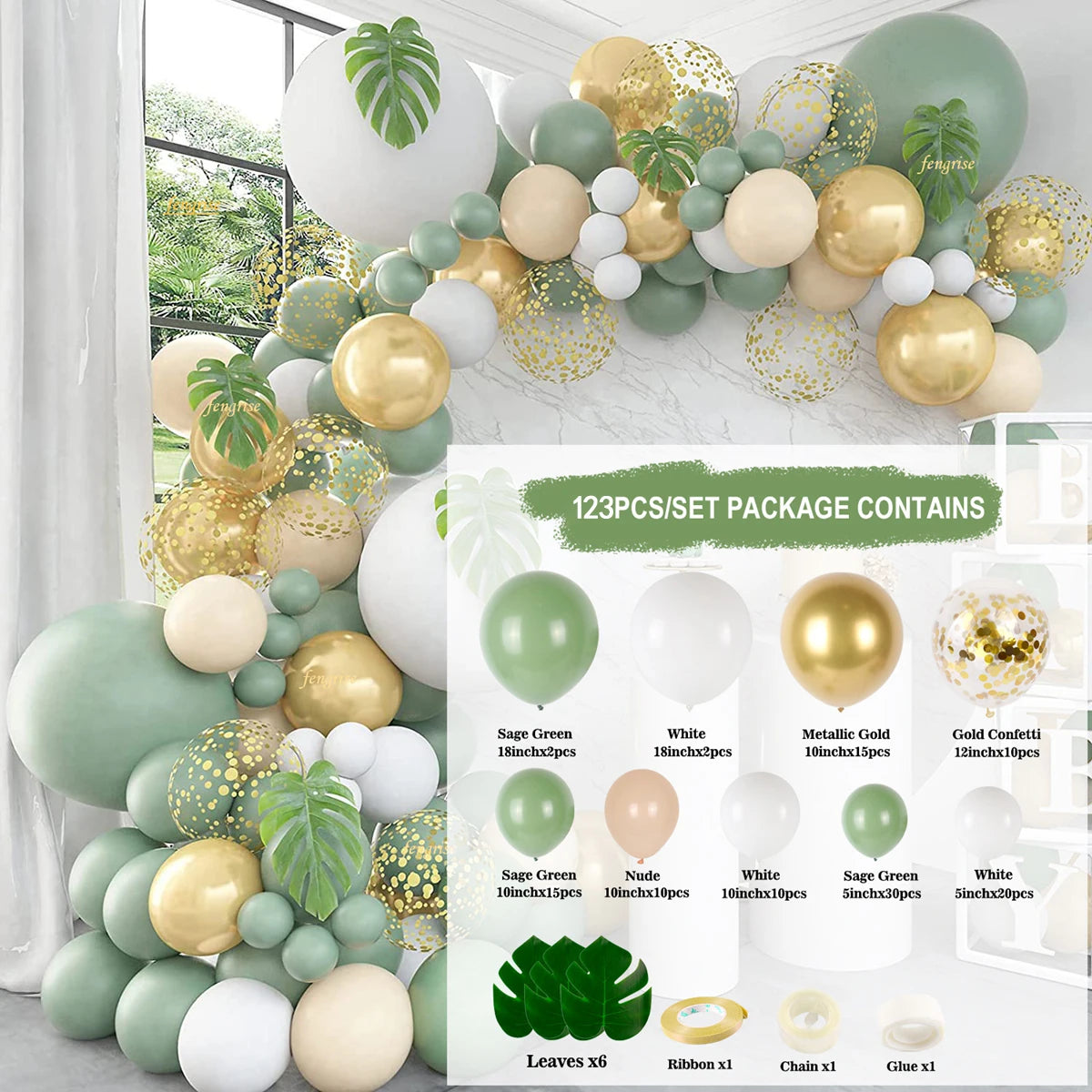 Green Balloon Garland Arch Kit Wedding Balloon Decorations Birthday Party Decor Kids Jungle Safari Party Balloon Baby Sho