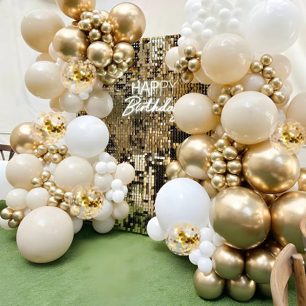 White Sand Gold Balloons Garland Arch Kit Retro Beige White Balloons Wedding Decor Birthday Baby Shower Party Backdrop Globos