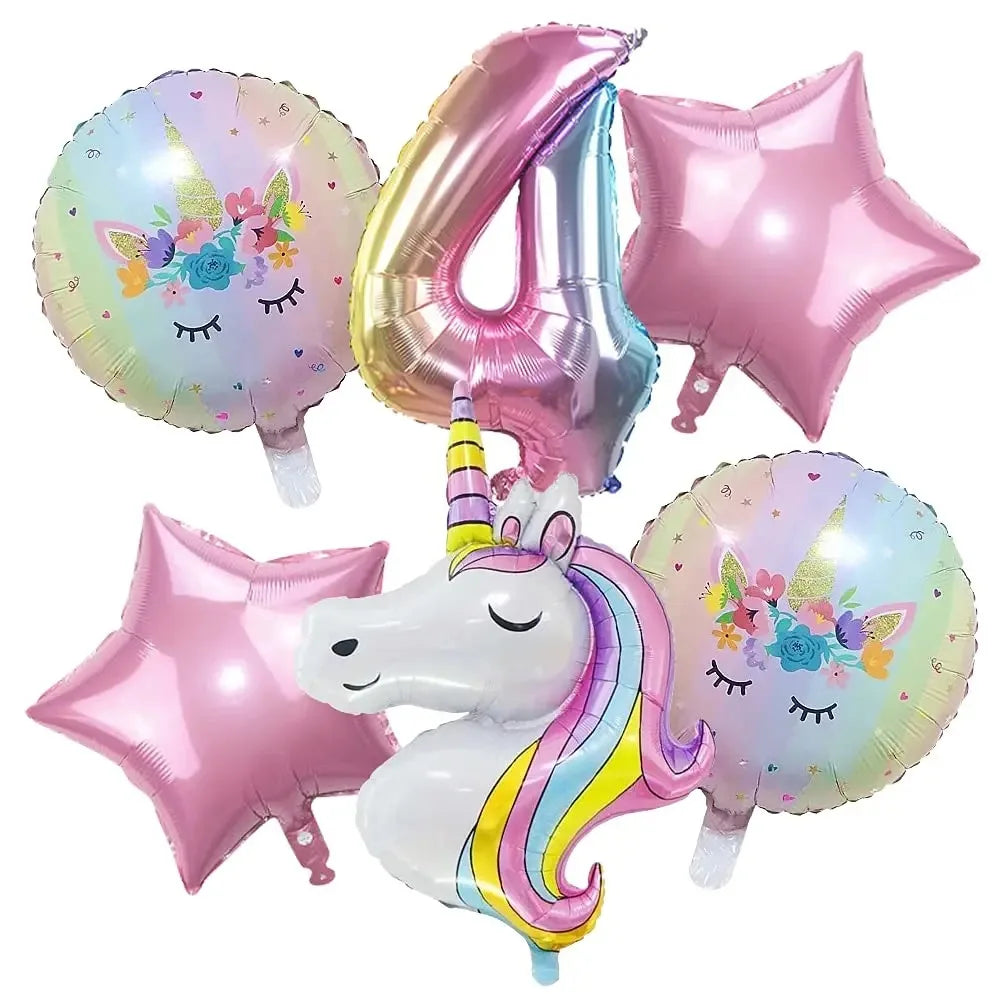 1set  Rainbow Unicorn Balloons Arch Garland Kit Pastel Pink Purple Confetti Balloons For Baby Shower Birthday Party Decorations