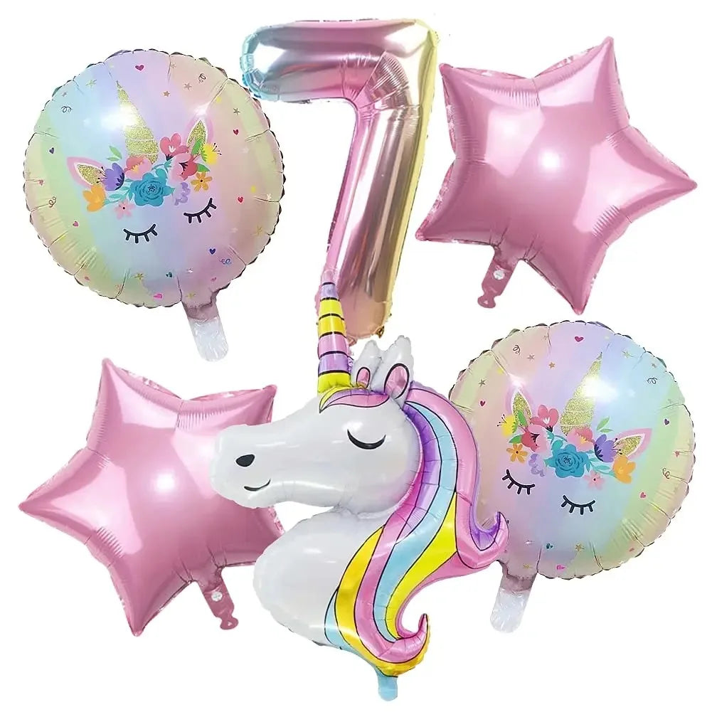 1set  Rainbow Unicorn Balloons Arch Garland Kit Pastel Pink Purple Confetti Balloons For Baby Shower Birthday Party Decorations