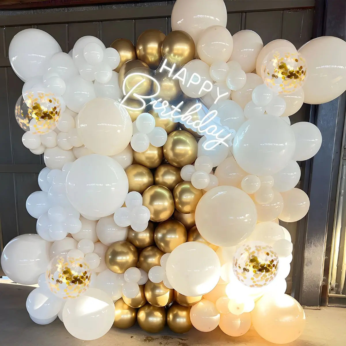 White Sand Gold Balloons Garland Arch Kit Retro Beige White Balloons Wedding Decor Birthday Baby Shower Party Backdrop Globos