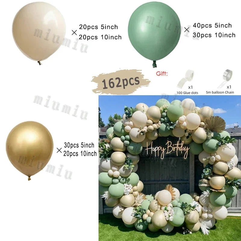 Jungle Safari Green Balloon Garland Arch Kit Kids Birthday Party Supplies Deer Pattern Gold Latex Ballons Baby Shower Decoration