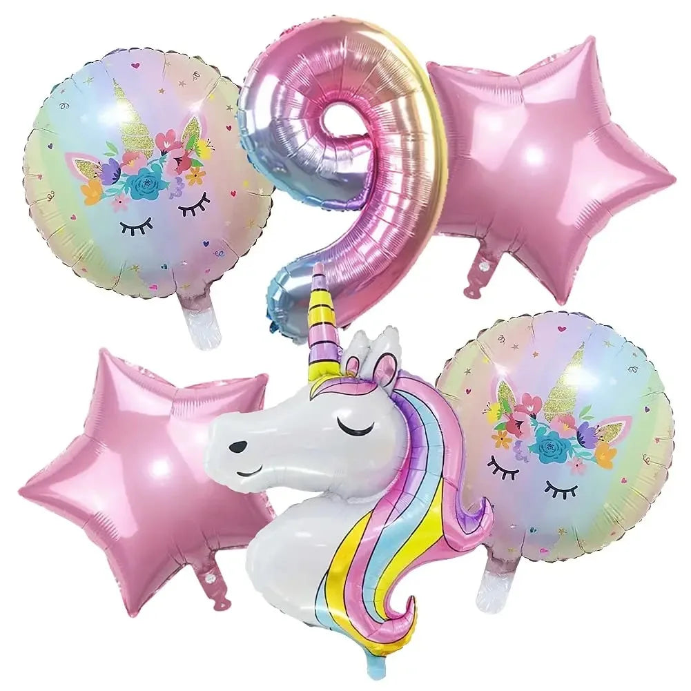 1set  Rainbow Unicorn Balloons Arch Garland Kit Pastel Pink Purple Confetti Balloons For Baby Shower Birthday Party Decorations