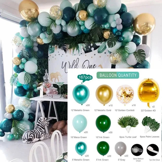 Green Balloon Garland Arch Kit Wedding Balloon Decorations Birthday Party Decor Kids Jungle Safari Party Balloon Baby Sho