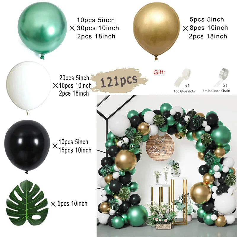 Jungle Safari Green Balloon Garland Arch Kit Kids Birthday Party Supplies Deer Pattern Gold Latex Ballons Baby Shower Decoration