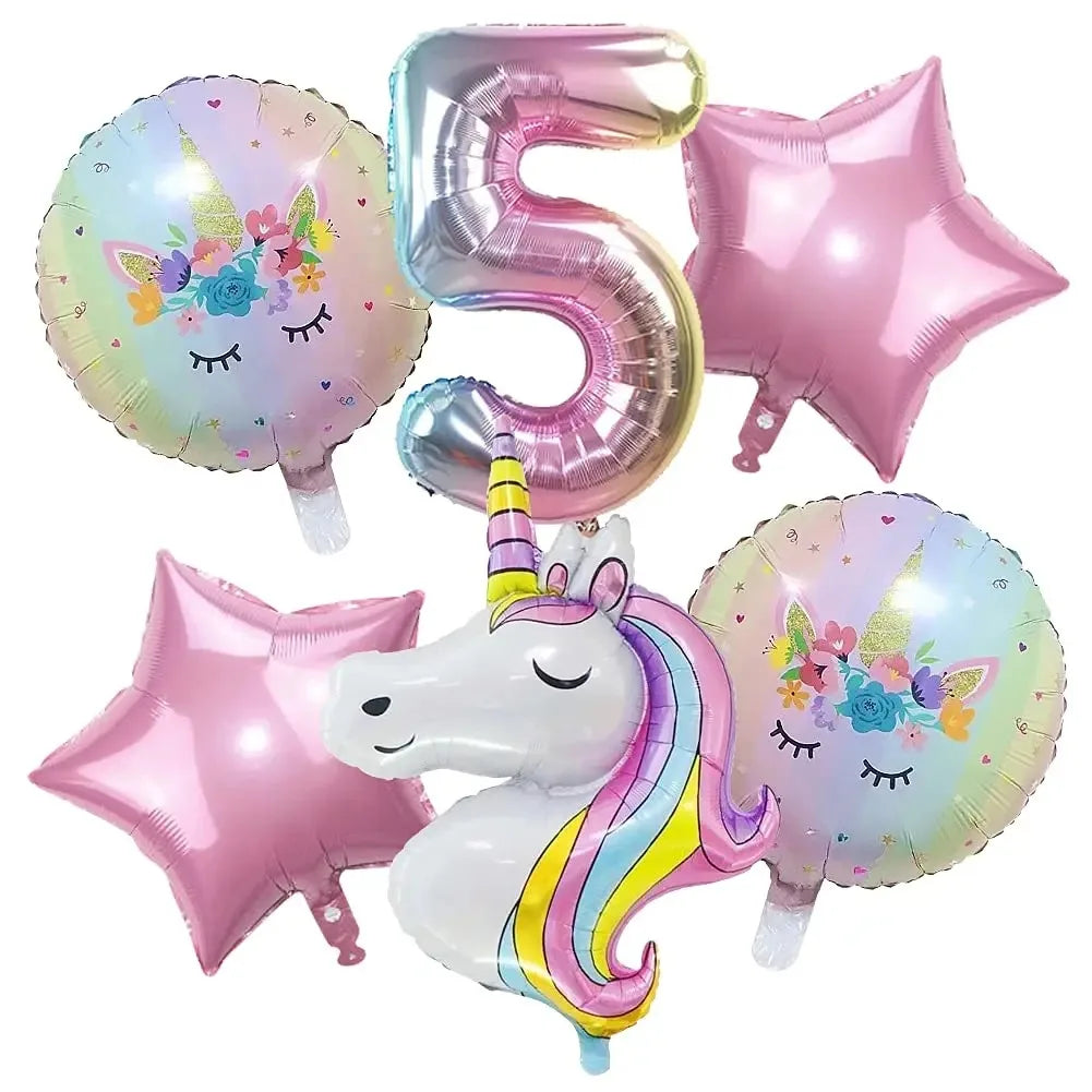 1set  Rainbow Unicorn Balloons Arch Garland Kit Pastel Pink Purple Confetti Balloons For Baby Shower Birthday Party Decorations